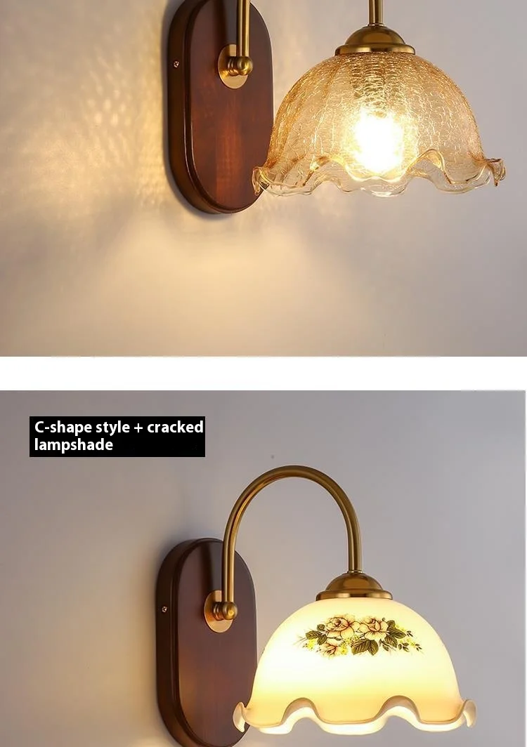 product nordic minimalist solid wood glass wall lamp japanese style led light american retro for bedroom living room corridor aisle iron-10