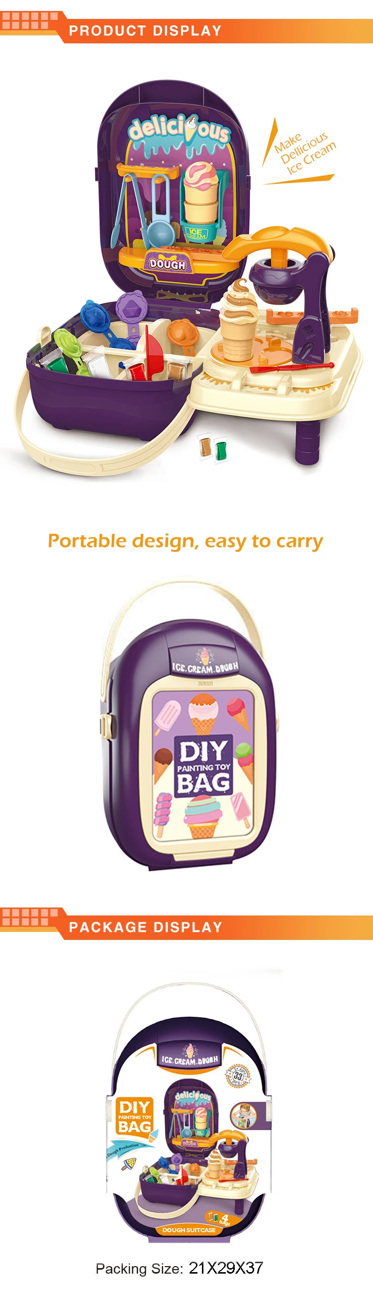 Latest design funny suitcase ice cream machine DIY color clay playdough