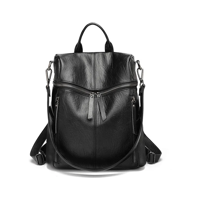 Backpack female 2020 new leather fashion leather bag  soft leather mummy backpack