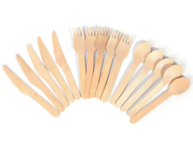 Disposable Wooden Cutlery Sets 6 Inch Length Ecological Biodegradable
