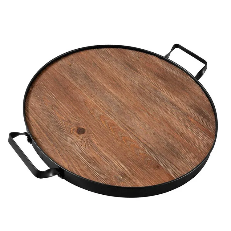 New Design Farmhouse Wine Barrel Top Extra Large Round Wood Serving