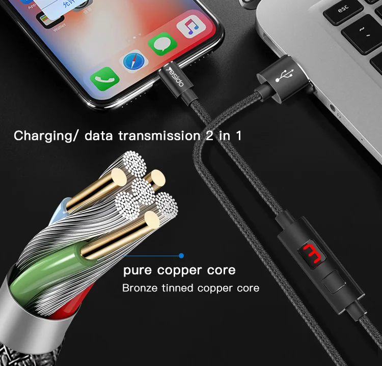 5A Charging Usb C Cable Intelligent Timing Power Off Cell Phone Type C Charger Data Cable