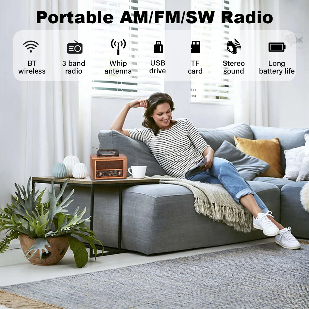 Old Fashioned Vintage Portable Radio Am/fm/sw 3 Band Home Radio Remote ...