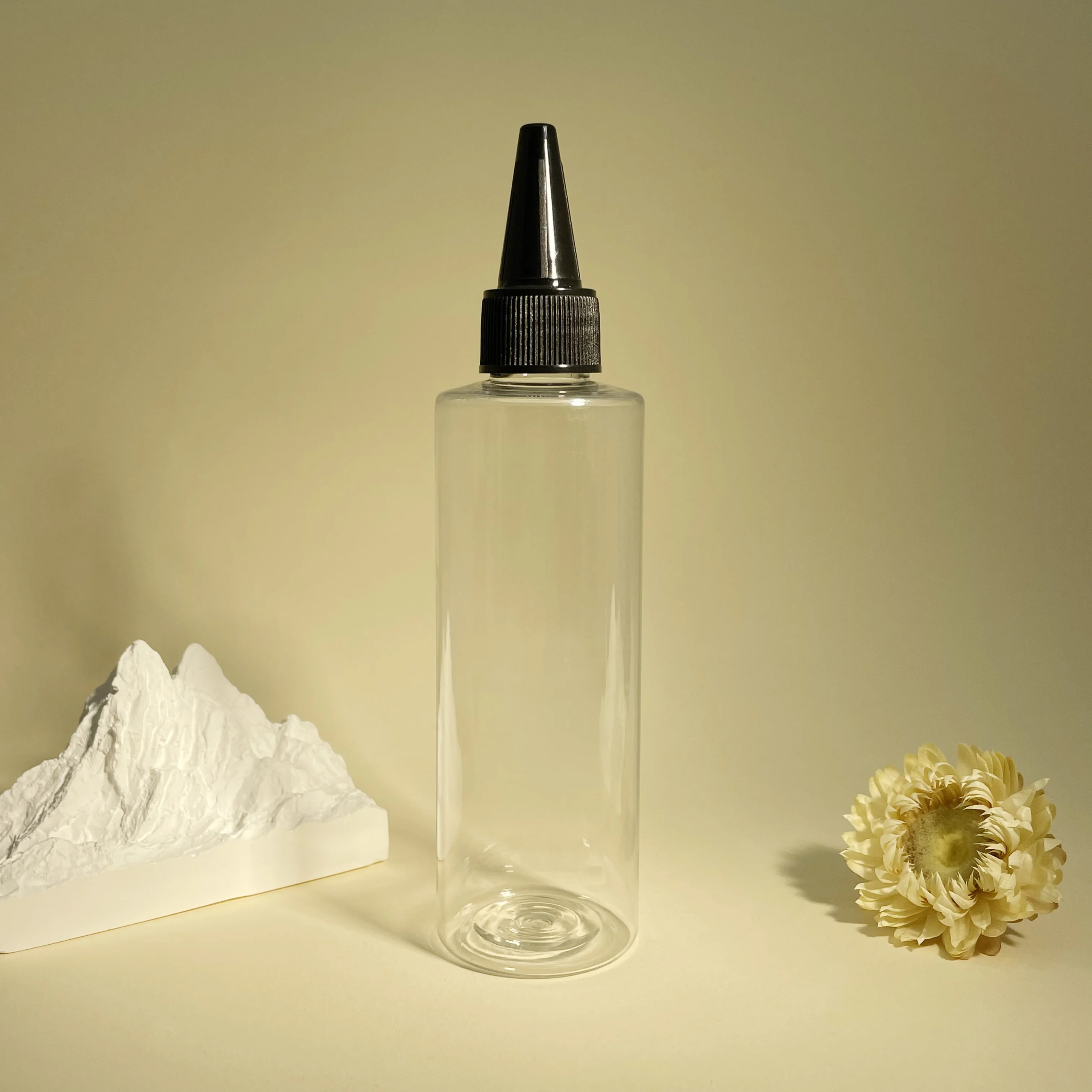 product 100ml 120ml c lear plastic bottle with black twist cap lotion hair oil shampoo pet squeeze bottle-1