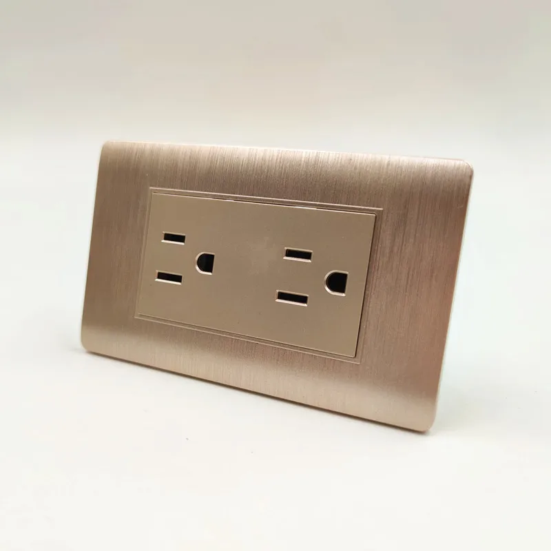 Oem Pdm Us Standard 2 Gang Double 3 Pin Wall Socket Outlet For