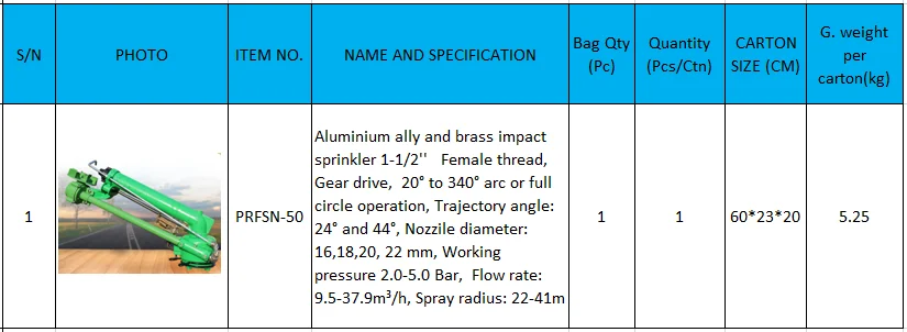 Female thread full circle operation impact sprinkler 1-1/2'' rain gun