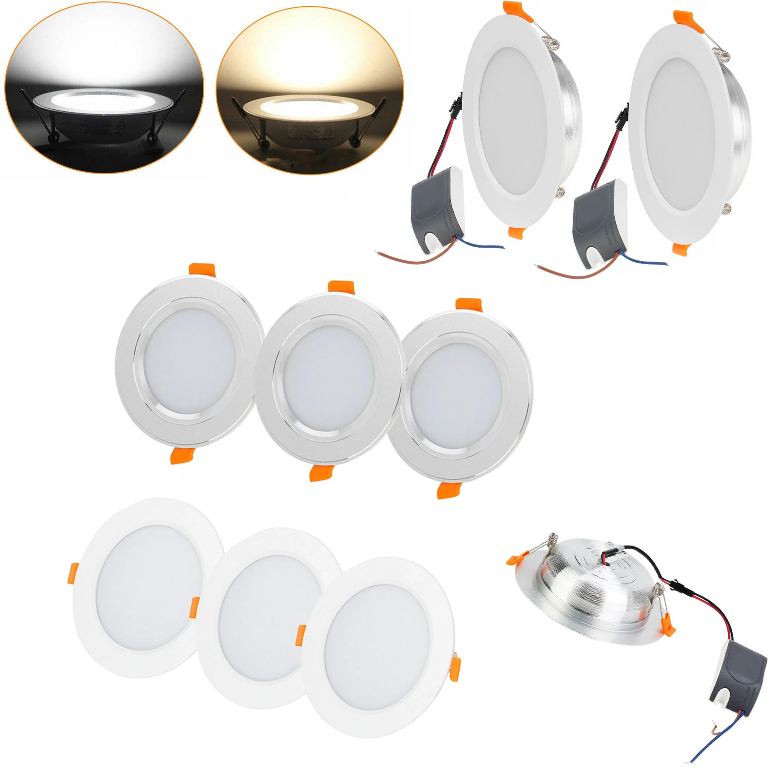 LED Recessed Ceiling Lights 6W 8W 10W 15W Downlight Round Spotlight With Driver Warm White 2800K,White 6000K