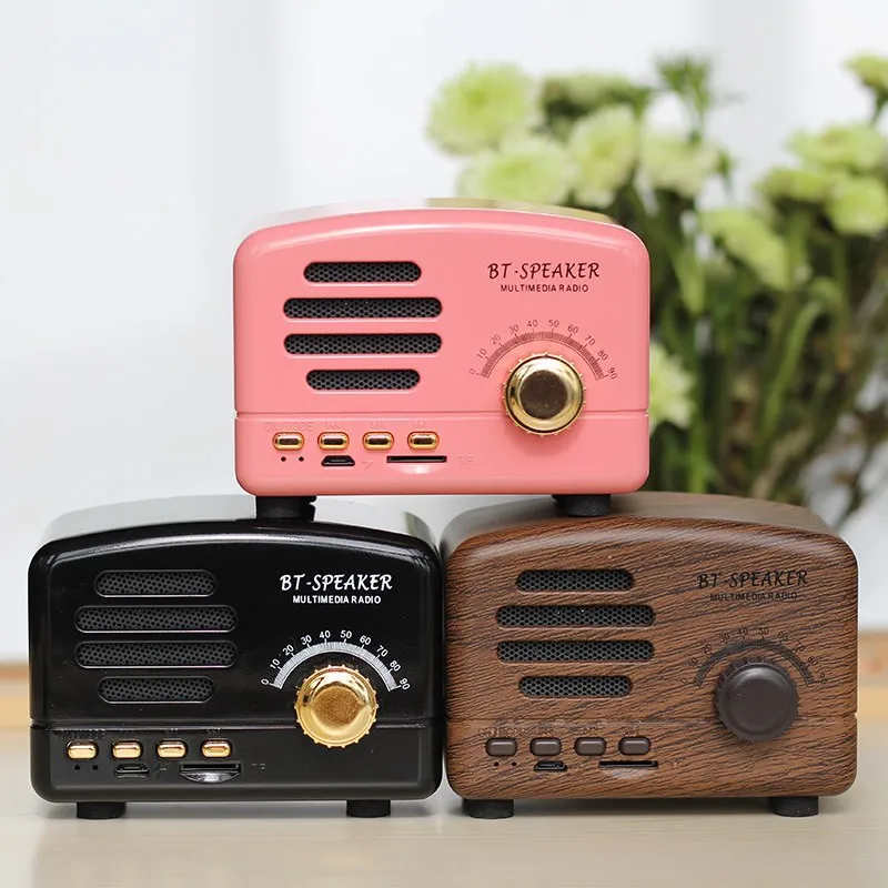 Retro Radio Bluetooth Speaker Vintage Mini Wireless Speaker Heavy Bass 3D Stereo Surround HiFi Sound TV Bluetooth Speaker - ANKUX.COM