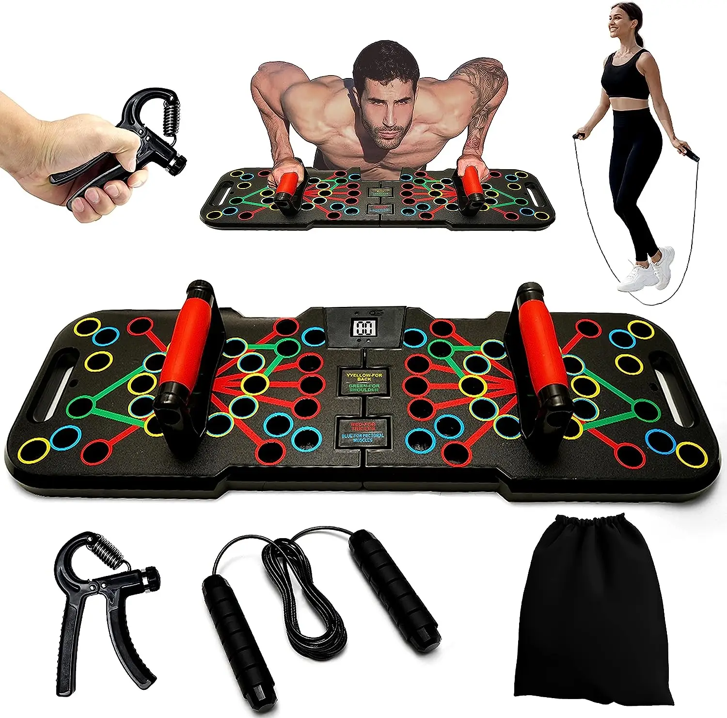 Wellshow 60 In 1 Push Up Board Foldable Push Up Board With Body Sensor ...