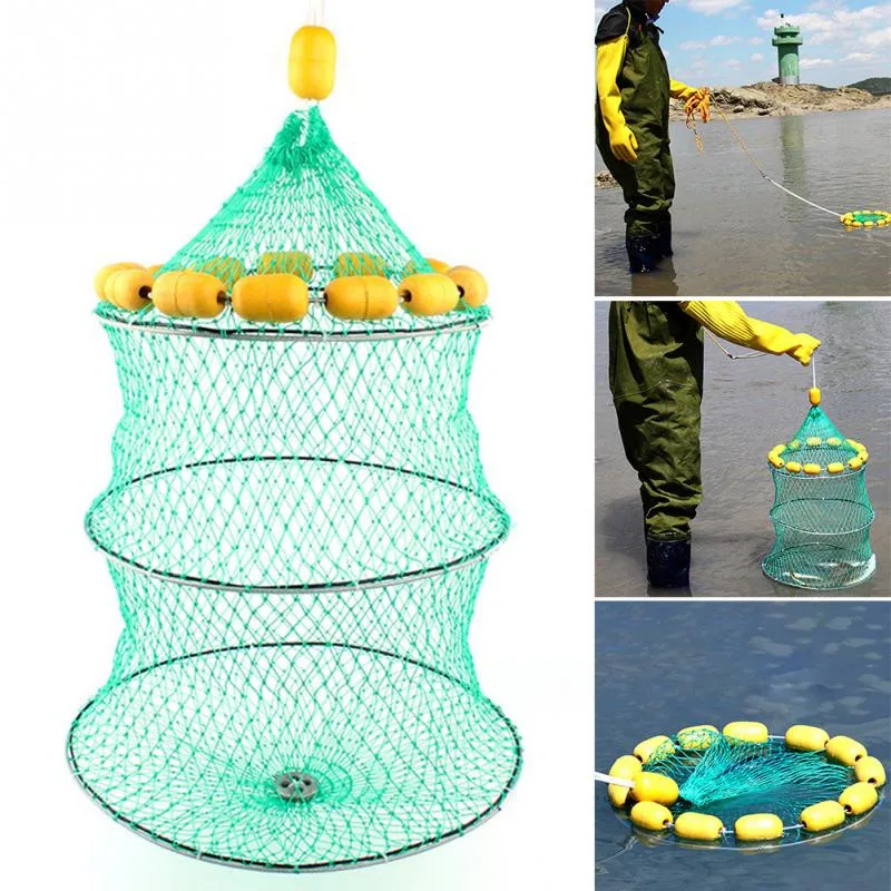 Collapsible Boat Fishing Live Bait Keep Net Trap Cage Portable Fishing Gear 