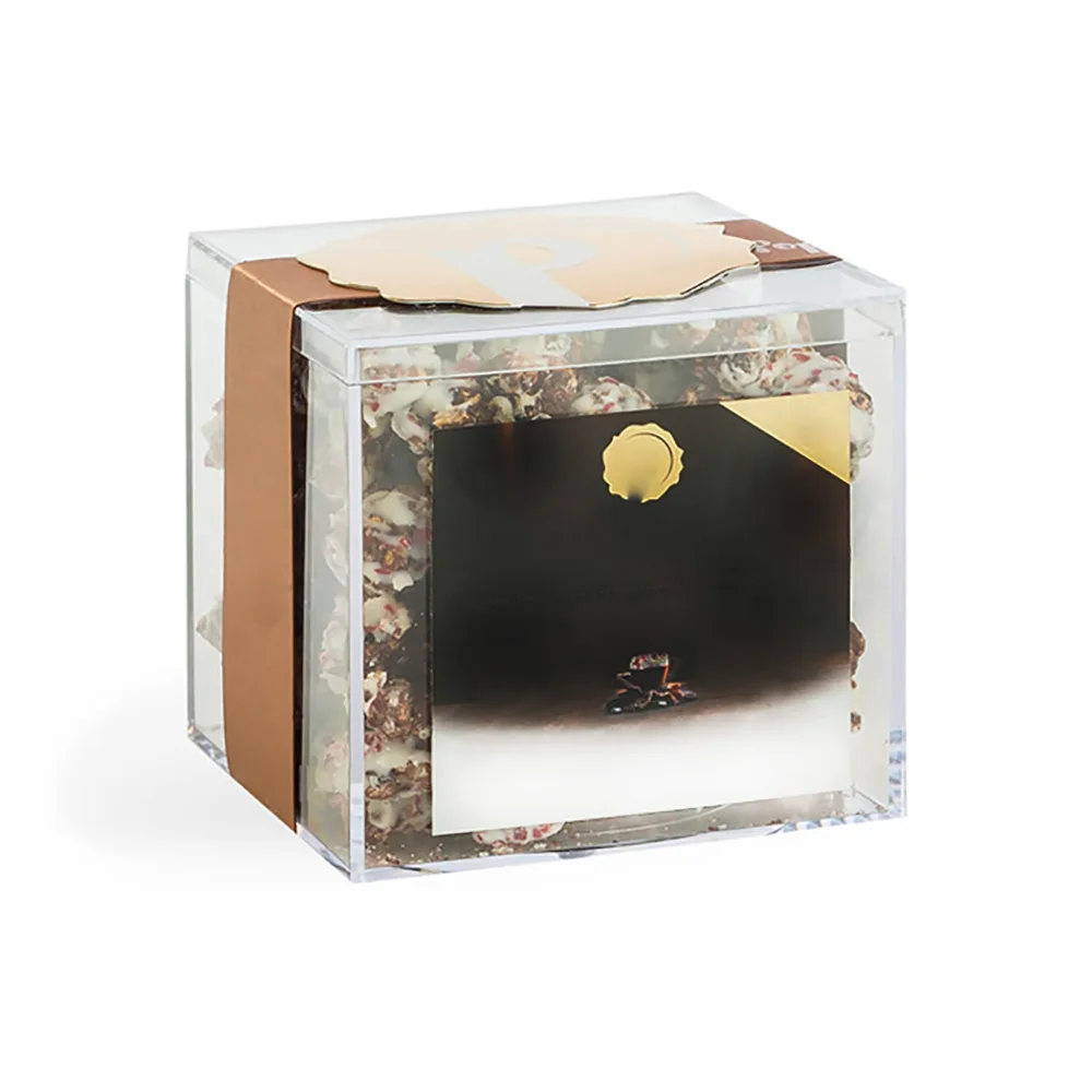 clear cube shaped box with hinged