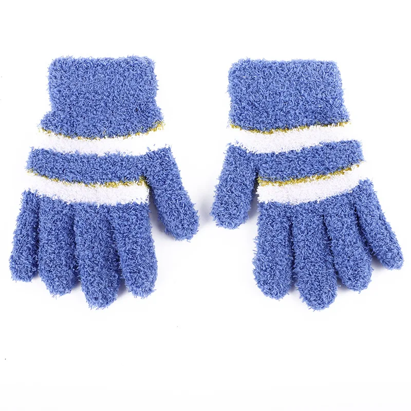 
Child Cute Plush Winter Warm Five-finger Cotton Knitted Mittens 