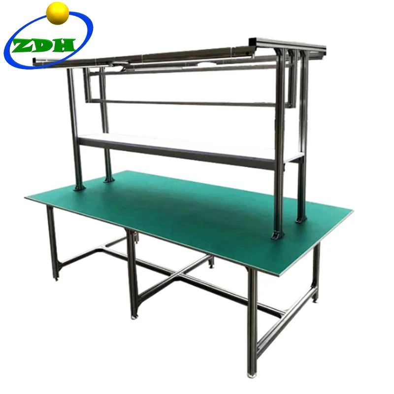 Industrial Assembly Line Working Table Workbench With Led Lighting