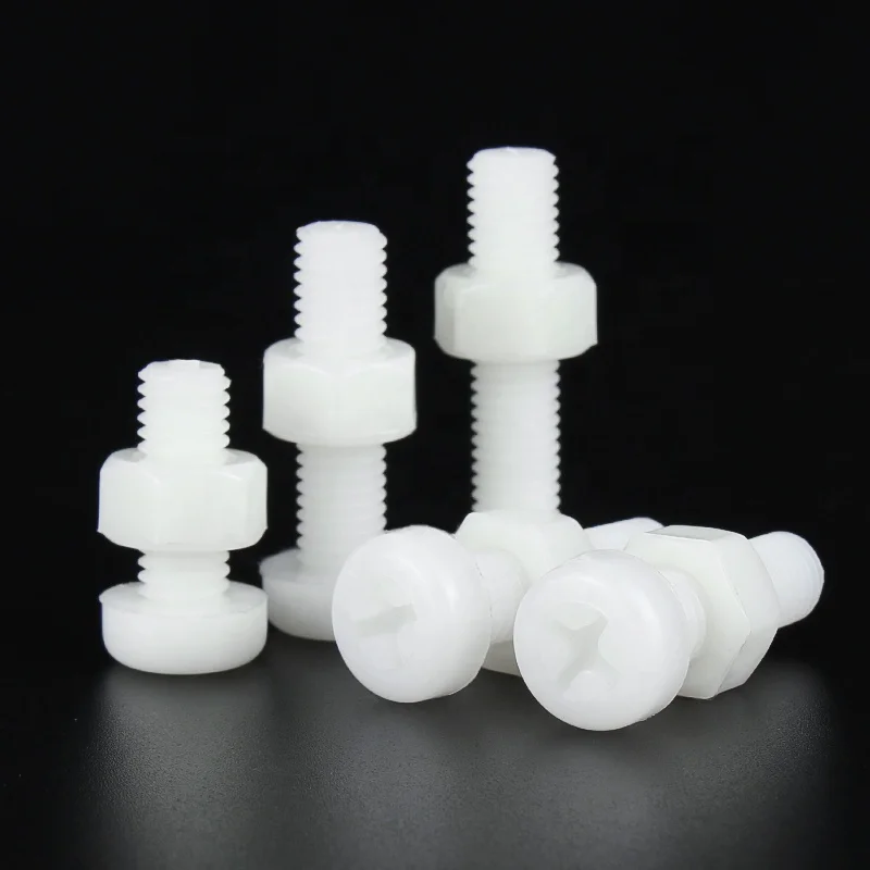 M3 M4 M5 M6 M8 M10 M12 Nylon Hexagon Screw With Nut And Flat Washer