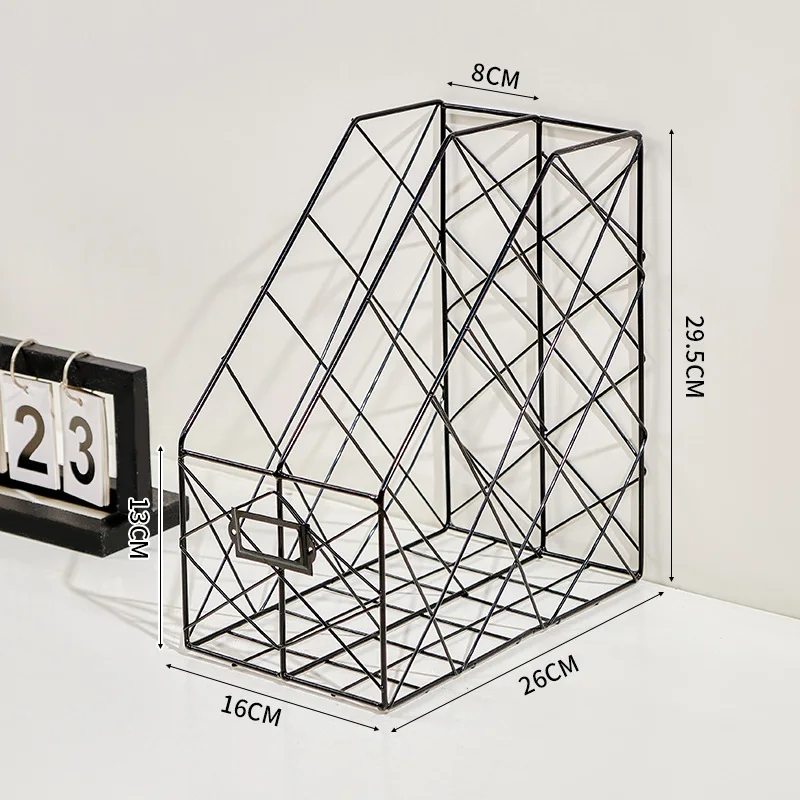 Metal Bookend File Rack Data Frame Office Desk Bookshelf Newspaper File ...