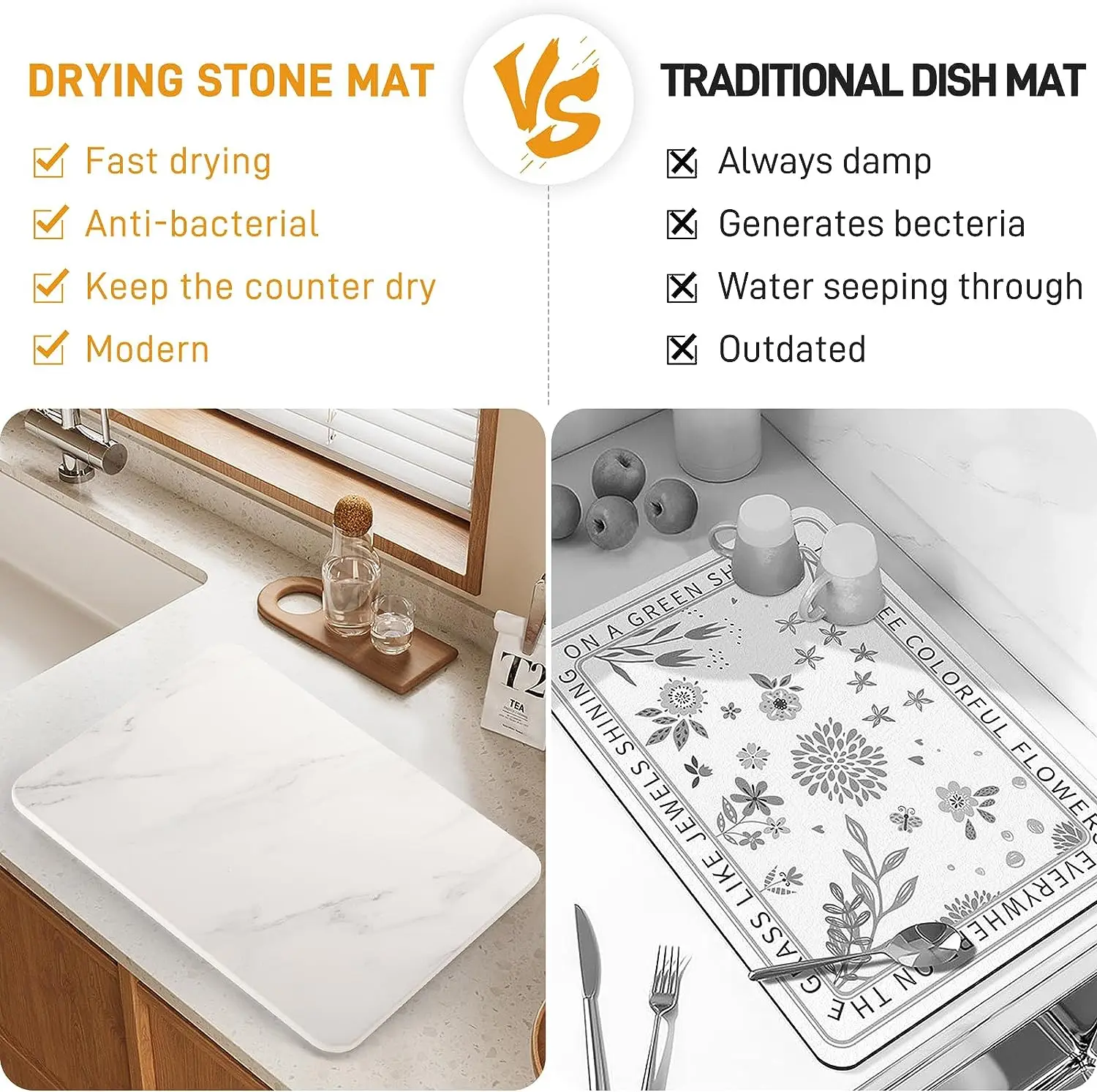 Mable Diatomite Stone Mat For Kitchen Quick Dry Heatresisting Super