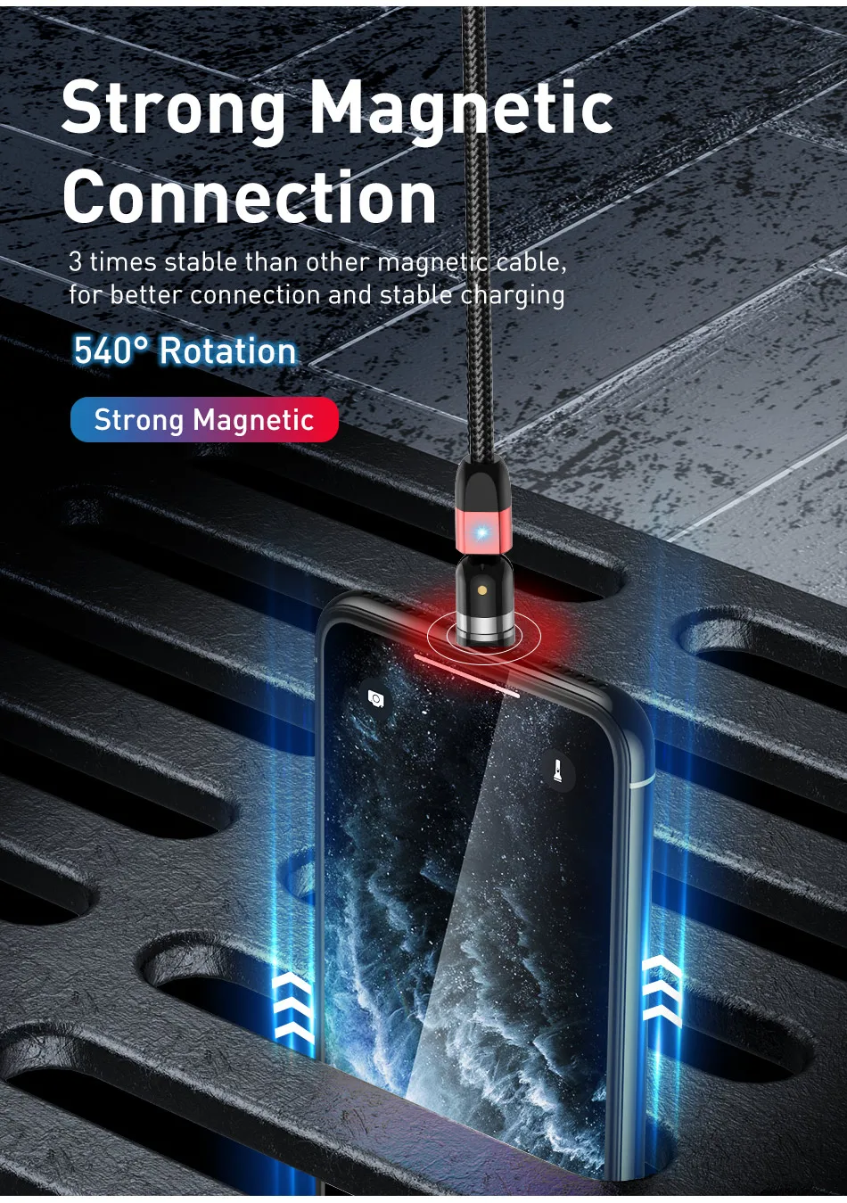 2020 3 in 1 USLION New Magnetic USB Cable Fast Charging Micro USB Type C Mobile Phone Cable For Samsung iPhone magnet data cable - ANKUX.COM