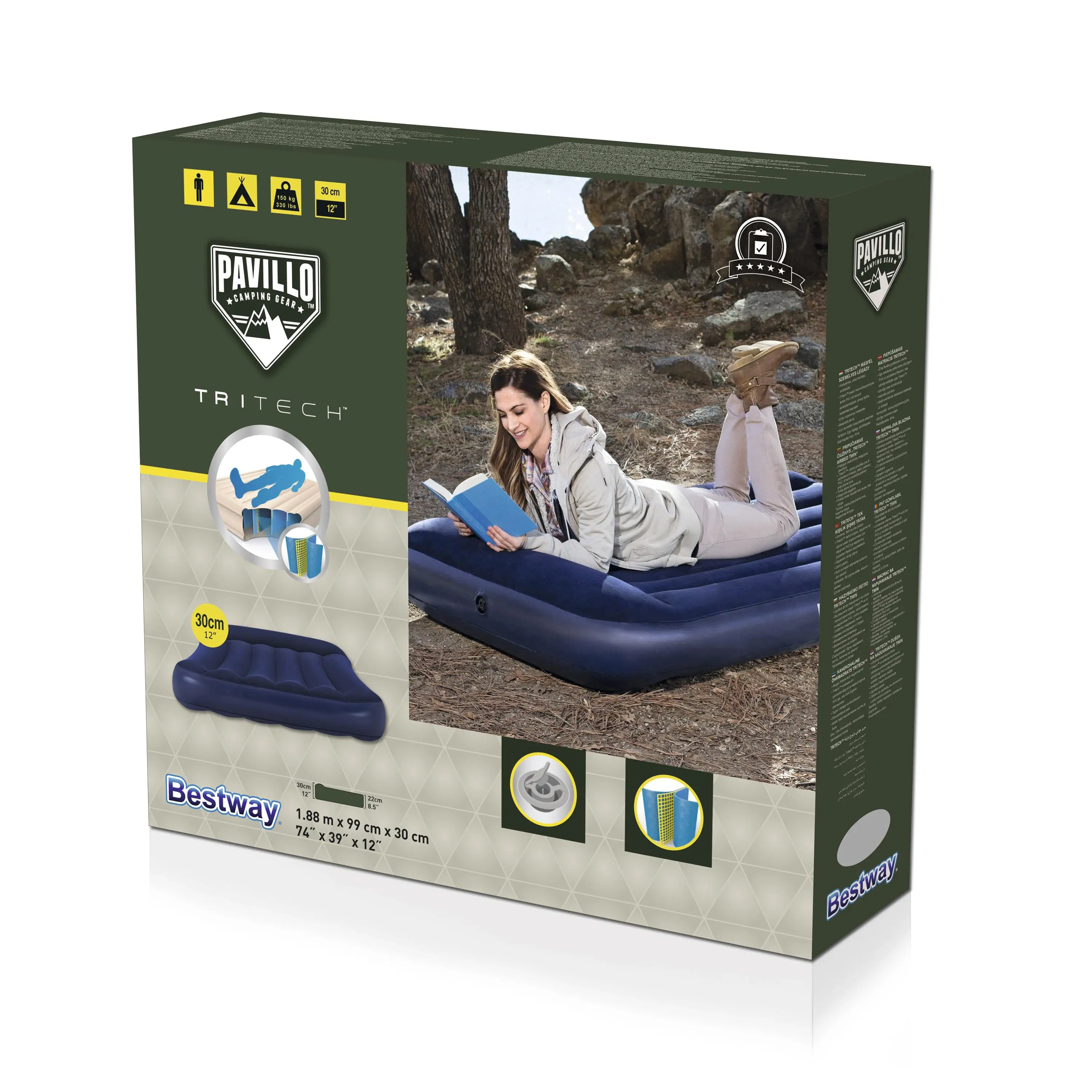 Bestway 67680 Pavillo Tritech Air Mattress Twin Air Filled Mattress 1.