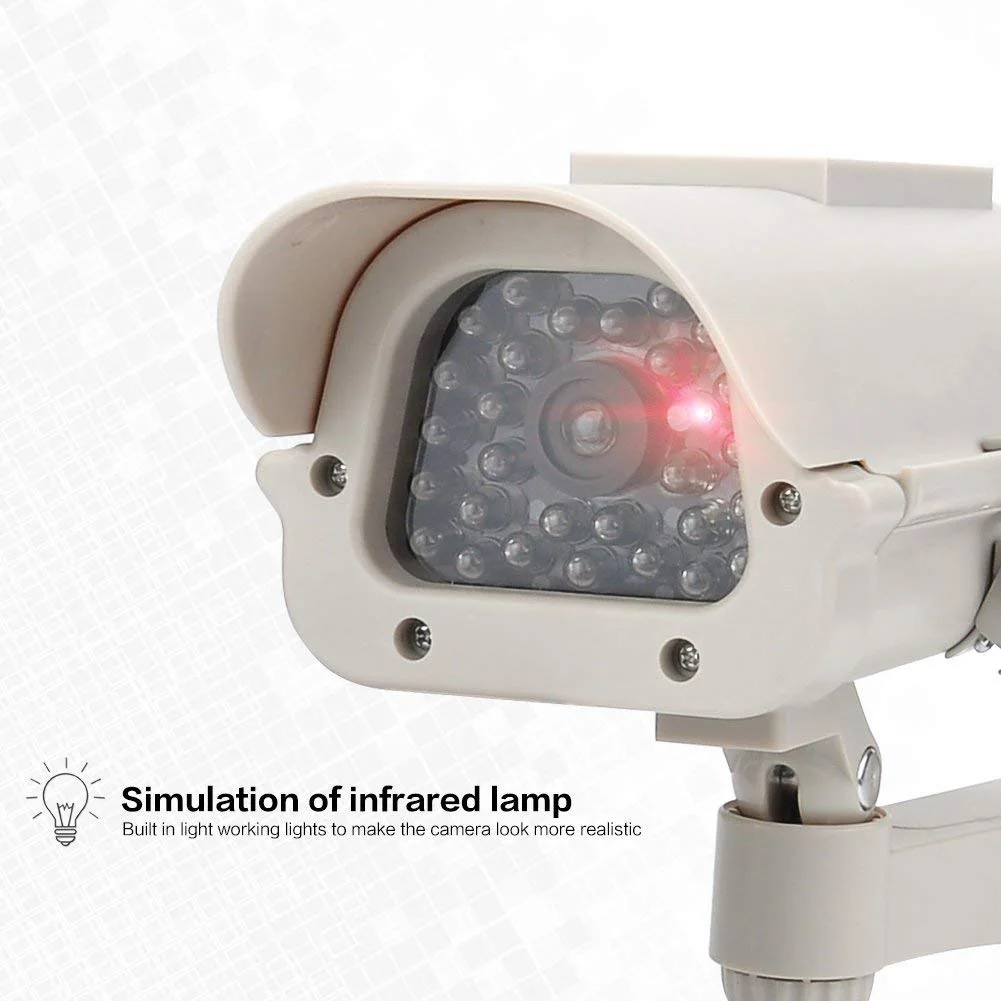 Outdoor Battery Powered Security Solar Fake Dummy Cctv Camera With Red