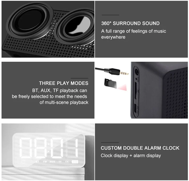 Mini Led Speaker Blue Tooth With Alarm Clock Portable Wireless Speaker With FM Function 2021 Trending Product For Amazon - ANKUX.COM