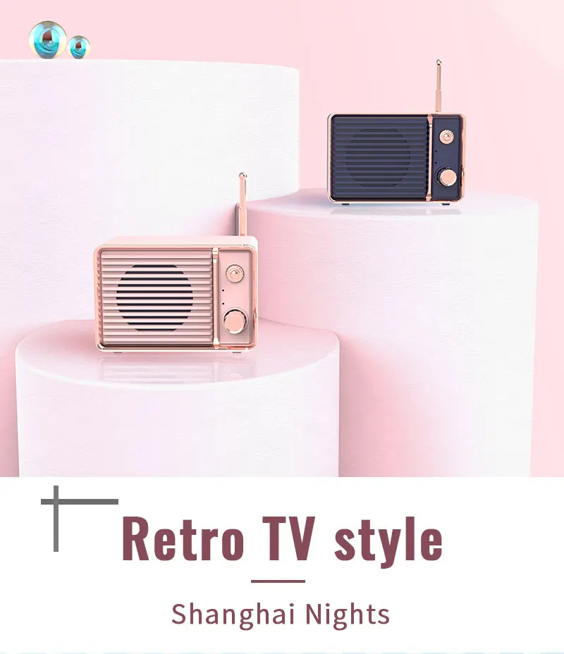 Beauty design retro TV classical speaker square shape radio mini speaker 3D surround handsfree portable bluetooth speaker DW01 - ANKUX.COM