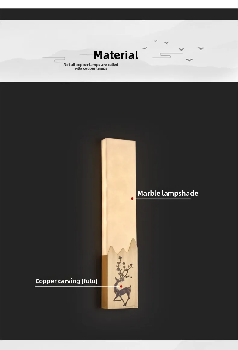 product chinese style all copper enamel finish zen style wall lamp with marble lighting for living room bedroom bedside 5 year warranty712-14