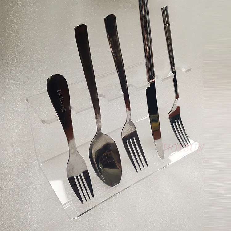 Clear Plexiglass Fork Collection Display Stand Flatware Organizer Rack