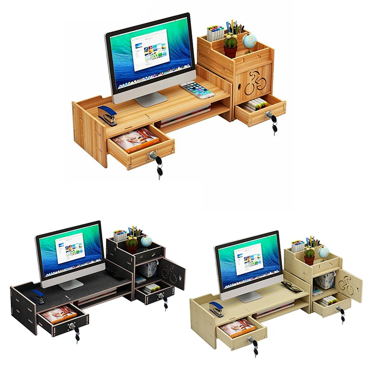 Luxury Bamboo Computer Monitor Stand Riser - Adjustable & Eco-friendly
