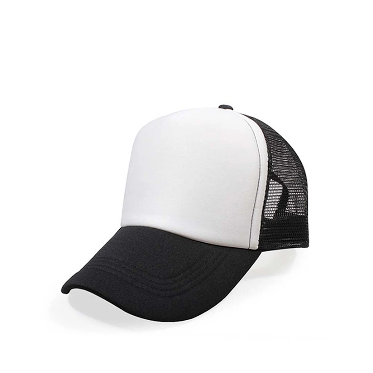 Custom print sublimation blank cotton polyester 6 panel mesh trucker hat caps