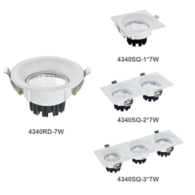 7w 12w movable 60 degree with glass low price private module cob led spotlight led downlight square