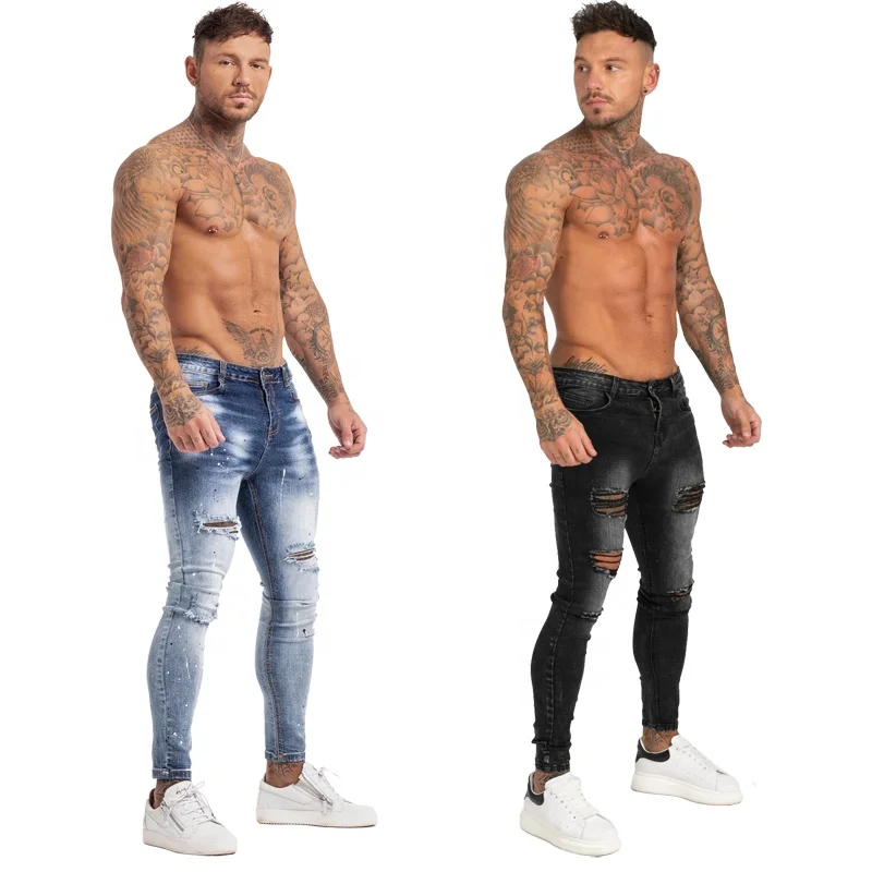 

men's fashion custom designers 2020 mens stylish ankle fit brush ripped jeans denim pent skinny pants men manufacturer
