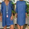 Fashion Clothing For Women Long Sleeve Sexy V-collar Button Fashionable Jeans Dress Straps Fall Dress