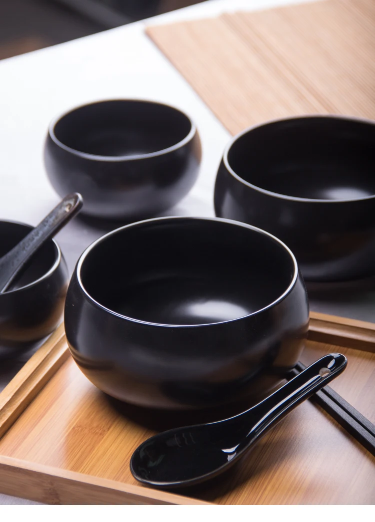 5"black Ceramic Bowl Classic Porcelain Rice Bowl Buy Ceramic Bowls