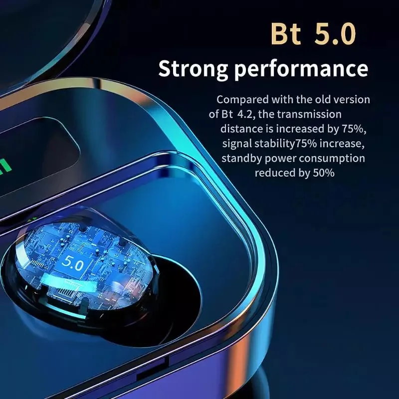 IPX7 Waterproof Wireless Blue tooth 5.0 Touch Screen Earphone with Large Capacity Charging Case LED Display Sport Headphones - ANKUX.COM