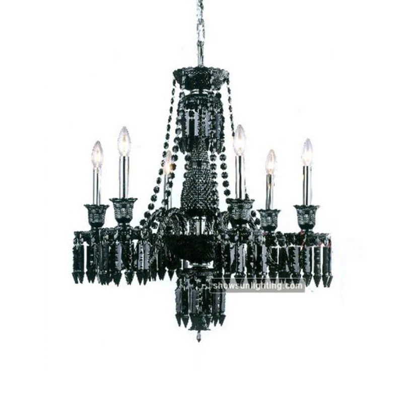 Church black crystal candelabra iron candle empire style cristal light