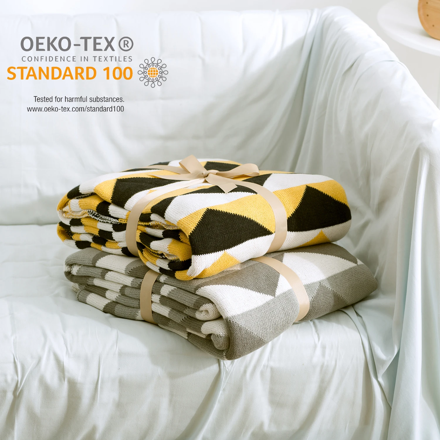 product 100 cotton soft triangle pattern knitting blanket  sofa blanket for office nap quilt jyjh-56