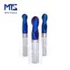 HRC 65 reduced ball nose end mill with blue coating and shank 4 mm application for steel