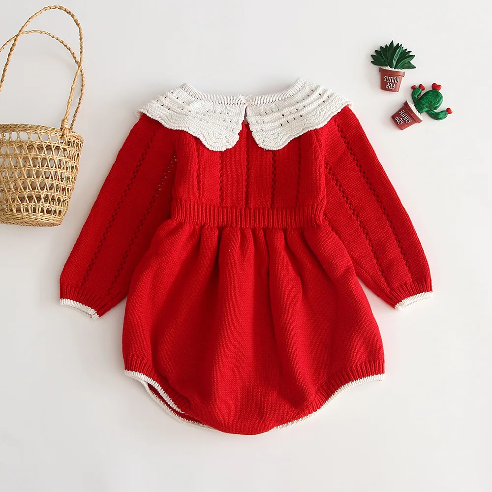 0-3 Months, Brown Gallity Newborn Baby Girls Cute Knitted Sweater Romper Doll Collar Long Sleeve One-Piece Jumpsuit Bodysuit Autumn Winter Clothes Outfits