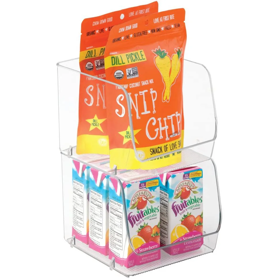 Household Clear Plastic Acrylic Pantry Organizer Bins Stackable Food Storage Basket With Wide