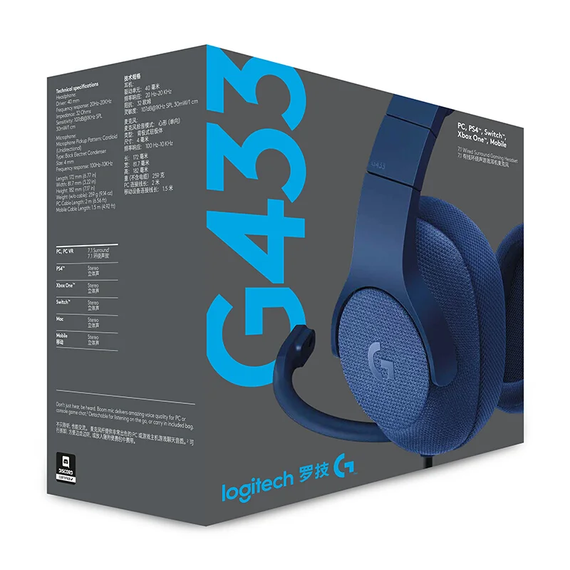 2021 Logitech G433 7.1 Wired Surround Sound Gaming Headset Microphone - Buy  Consumer Electronics Vision,Logitech Headset H111,Computer E-sports Headset  Product on Alibaba.com