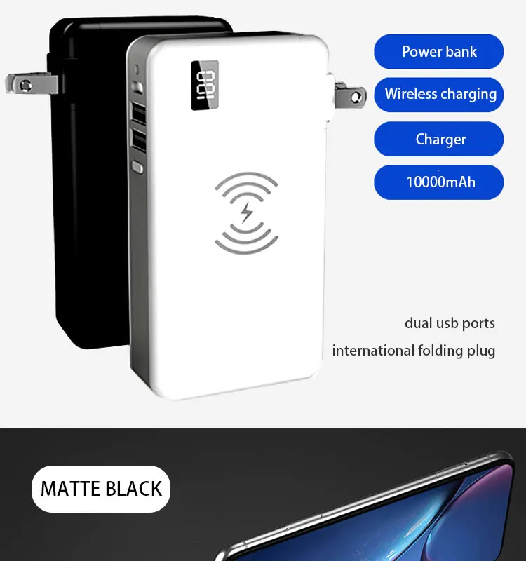 Power Bank 10000mAh Wireless Charger fast Charge power bank USB for iphone X For samsung S8 5V/2.1A Portable - ANKUX.COM