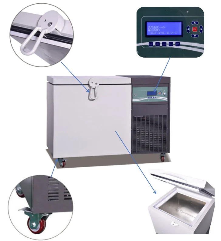 Armário da caixa de Ultra Low Storage do controlador de temperatura do congelador da baixa temperatura de LIYI -80C na venda
