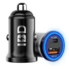 Support QC3.0 and PD zinc alloy shell travel fast charging portable car charger