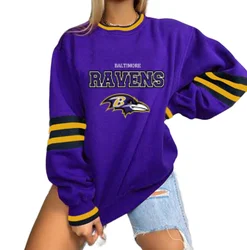 Hot selling Spring Autumn print loose casual womens crew neck pullover NFL hoodie sweatshirts