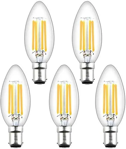 4W B15d Filament LED Candle Bulb C35 B15 Dimmable Vintage Small Bayonet  for 35-40W Incandescent Replacement Warm White 2700K