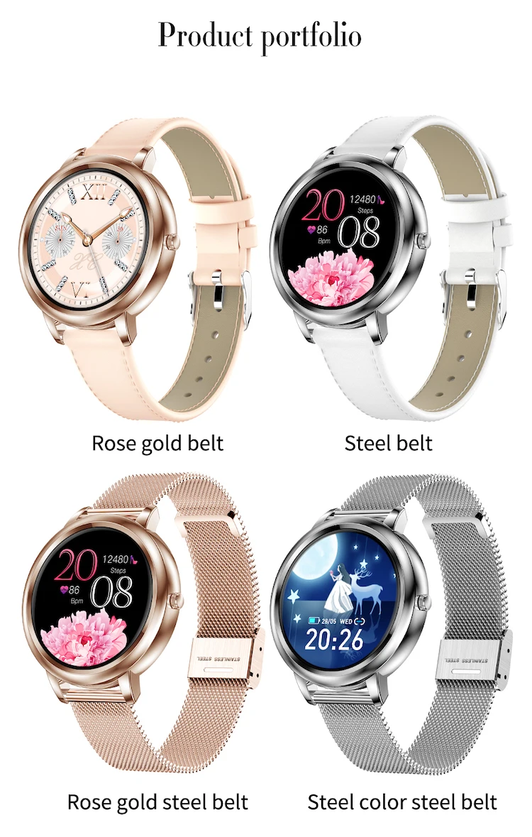 2020 New Smart Watch Full Touch Control Round Screen Fashion ladies MK20 Women smart bracelet