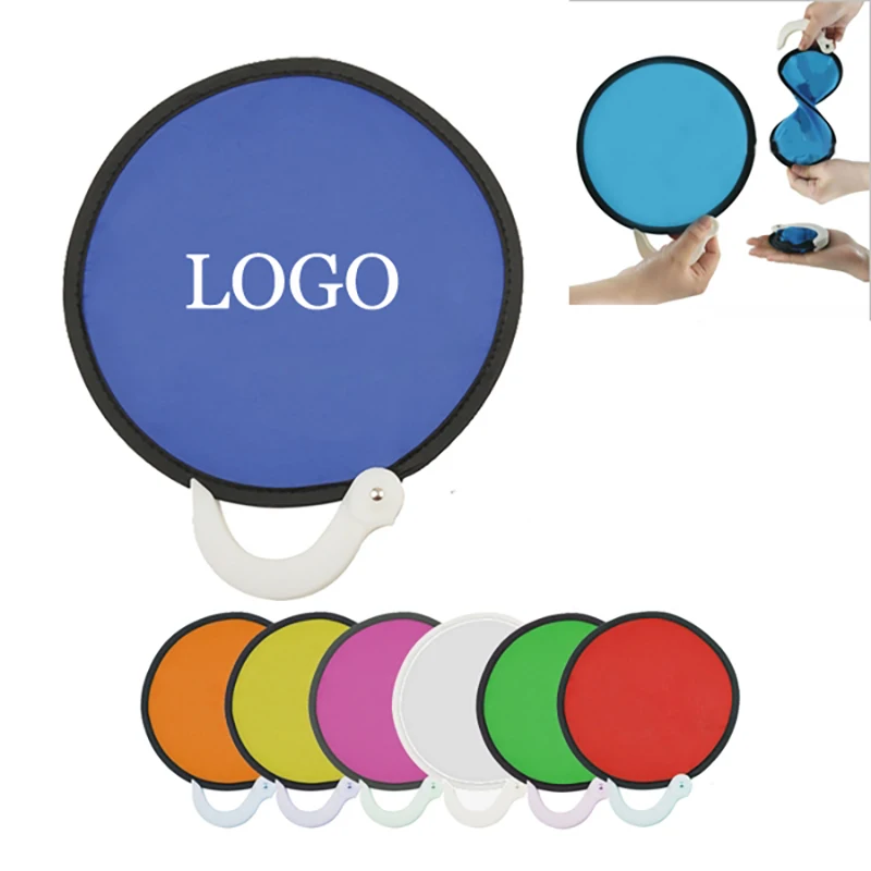 Custom printed nylon round folding hand fan