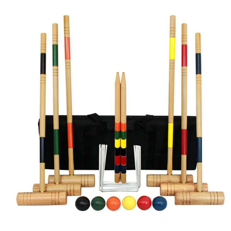 Classic 6 Player Deluxe Wood Croquet Game Kids Outdoor Playing Sports ...