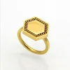 Yiwu Aceon Stainless Steel 2mm Solid Band Chain Link Top Blank Hexagon Stamping Soccer Ring