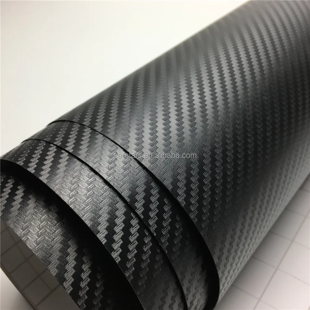 Rotolo di carta da imballaggio in vinile 3D in fibra di carbonio texture fai da te auto moto effetto 3D impermeabile e senza bolle autoadesive per auto colore nero opaco in PVC 30 cm x 152 cm 